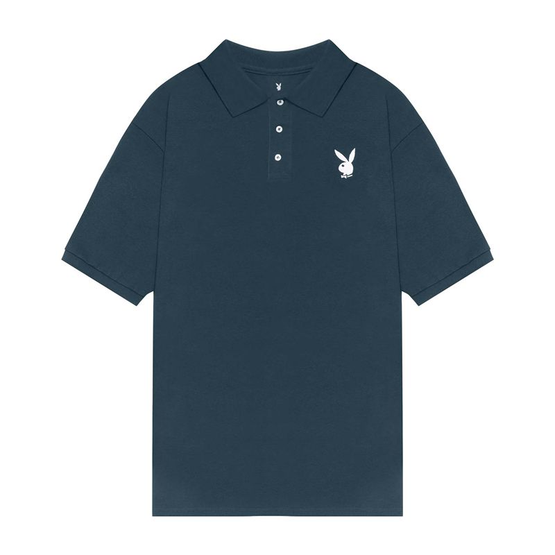 Camisas Playboy Classicos Rabbit Head Polo Masculino Pretas | CXRZH3154