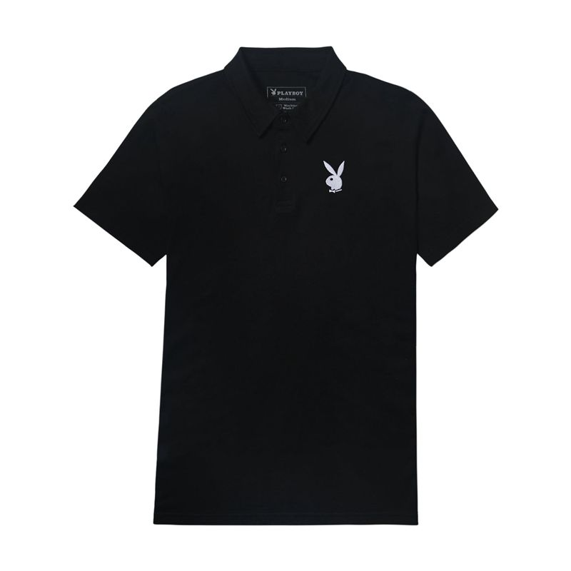 Camisas Playboy Classicos Rabbit Head Polo Masculino Pretas | CXRZH3154