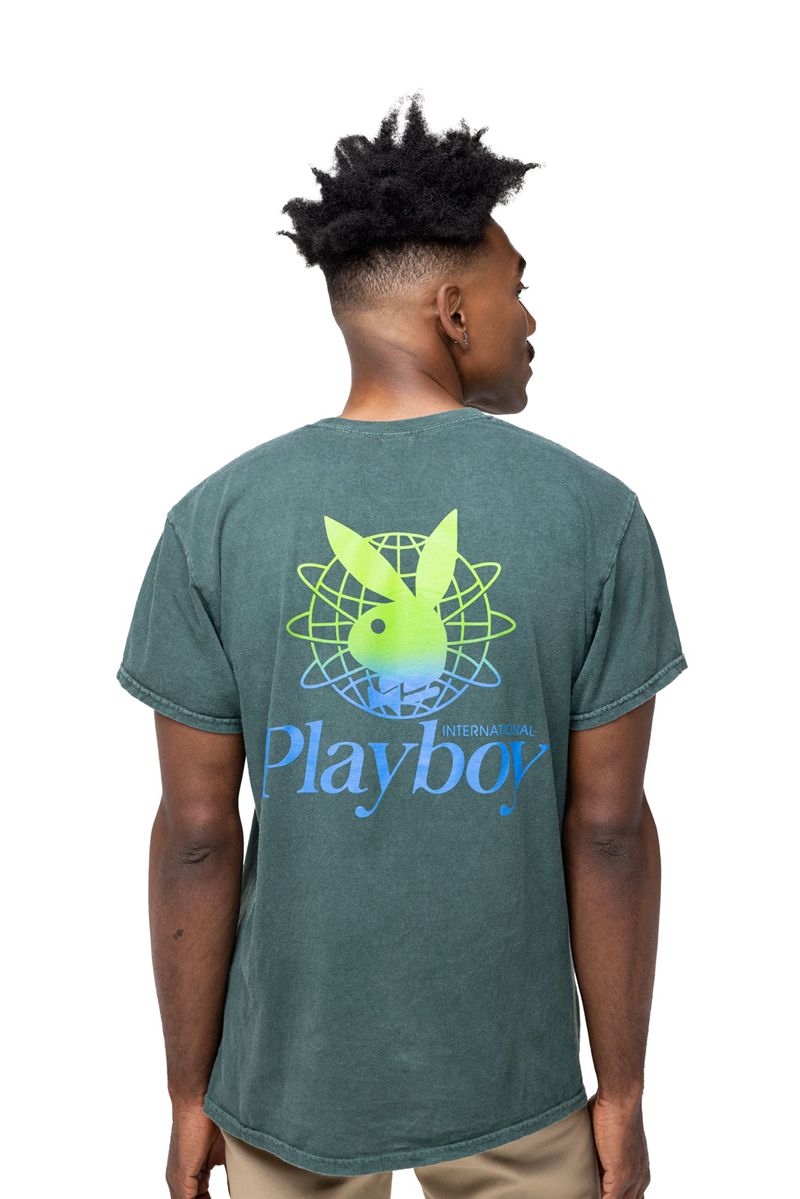 Camisas Playboy Contrast Pocket Masculino Pretas Verdes | JSWMO4128