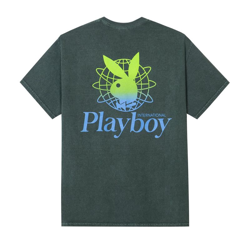 Camisas Playboy Contrast Pocket Masculino Pretas Verdes | JSWMO4128