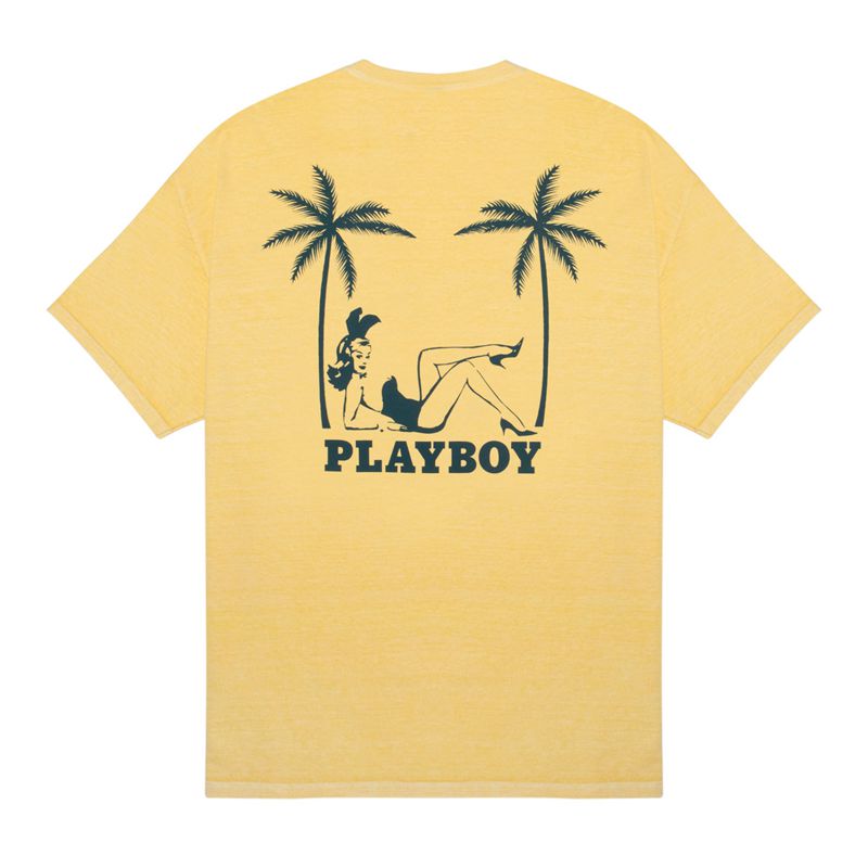 Camisas Playboy Crest Masculino Amarelas | DKJRC0748