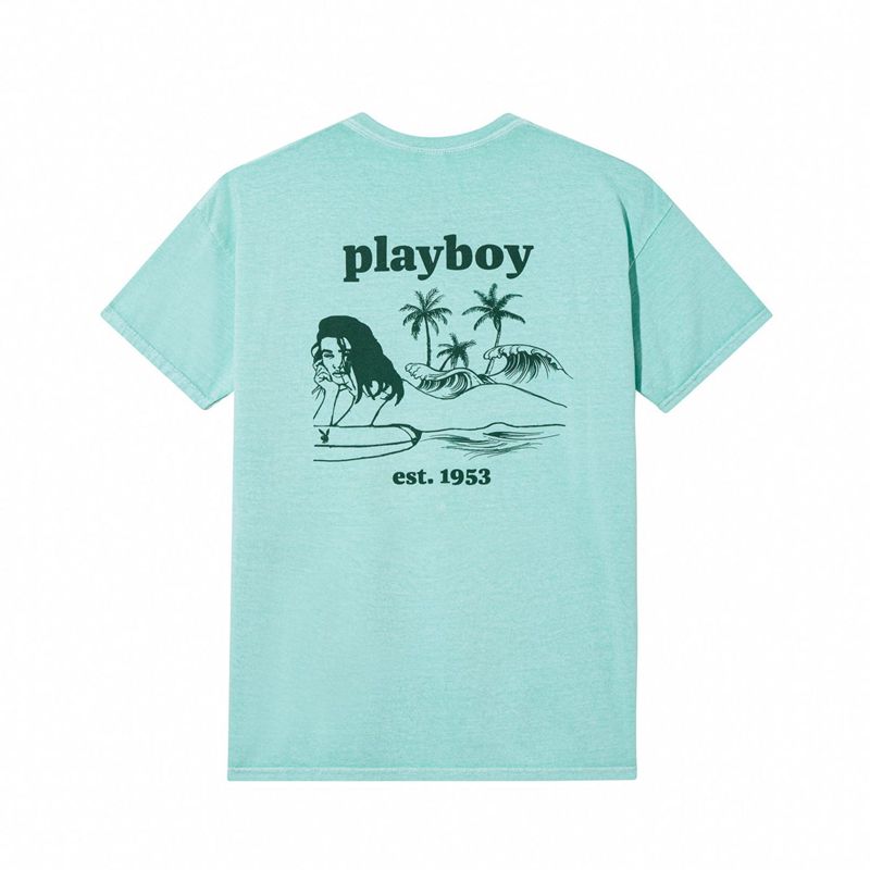 Camisas Playboy Illustrated Pocket Masculino Verdes | QDMYK8910