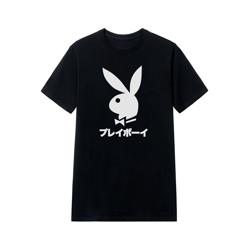 Camisas Playboy Japanese Rabbit Head Masculino Pretas | WTYJN7083