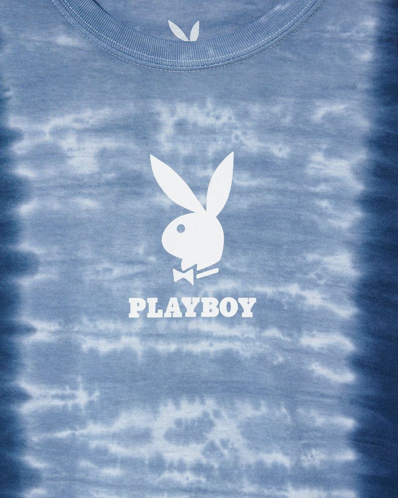 Camisas Playboy Logo Vertical Masculino Azuis | QHWCX0967