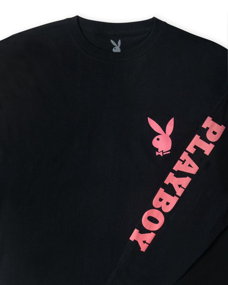 Camisas Playboy Masthead & Rabbit Head Long Sleeve Masculino Pretas | RZFKQ8205