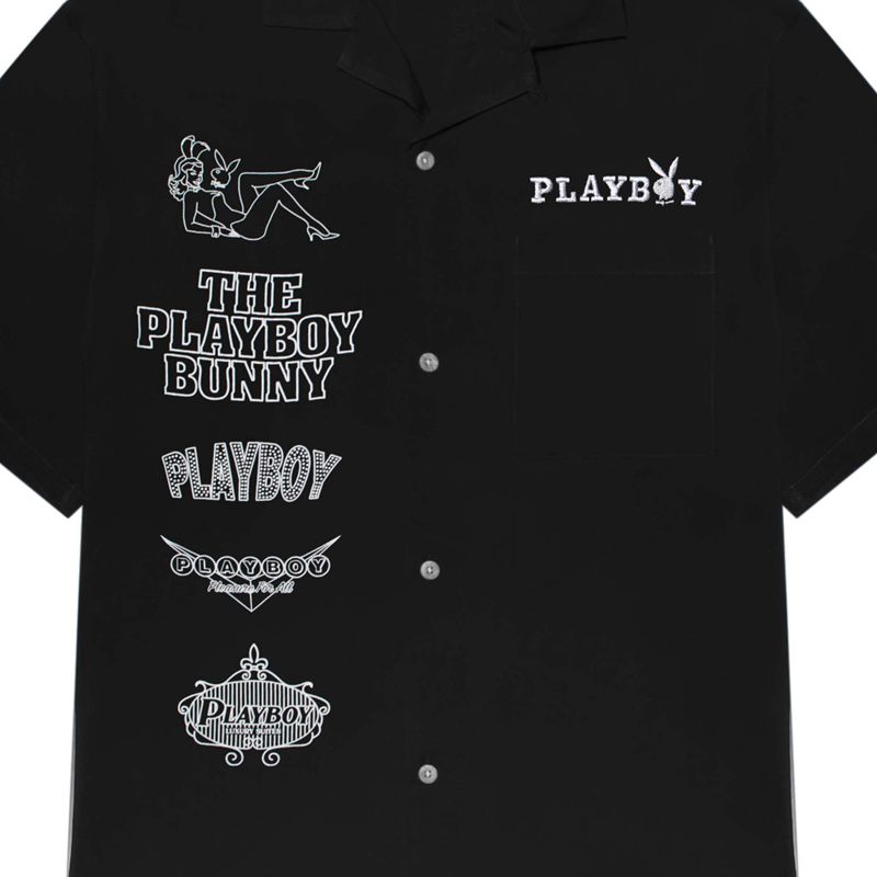 Camisas Playboy Neon Capital Camp Masculino Pretas | SAJBG9412