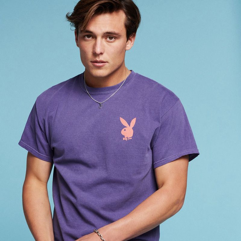 Camisas Playboy Purple Graphic Masculino Roxo | QEOSN5078