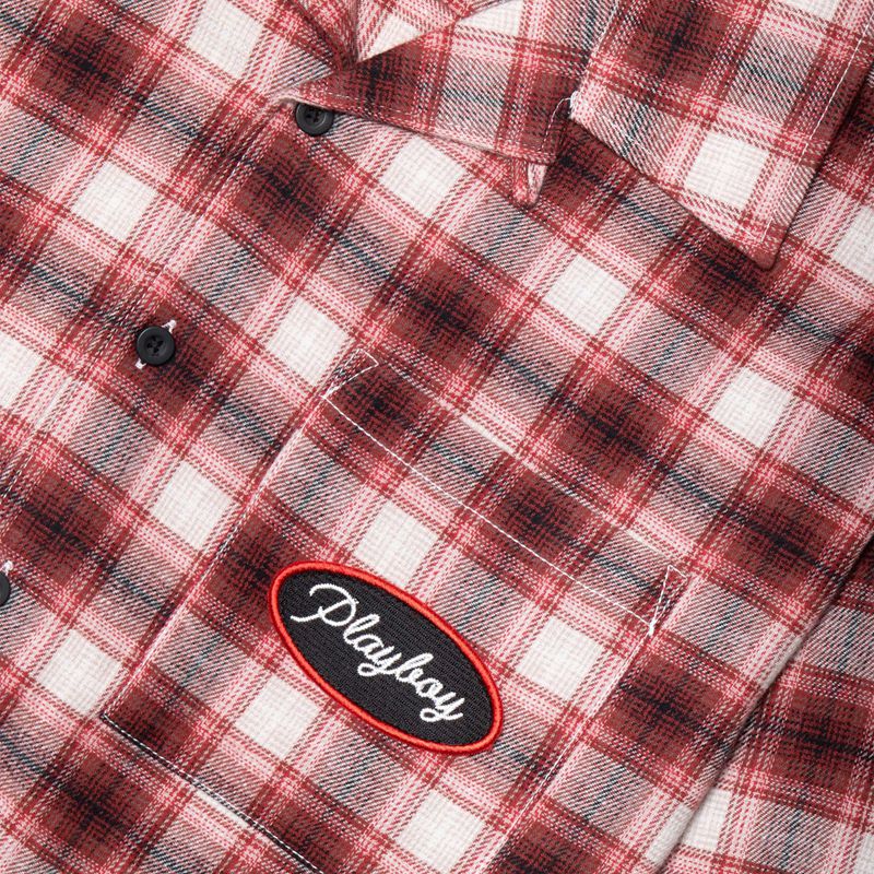 Camisas Playboy State Line Flannel Masculino Vermelhas | GZLFB7803