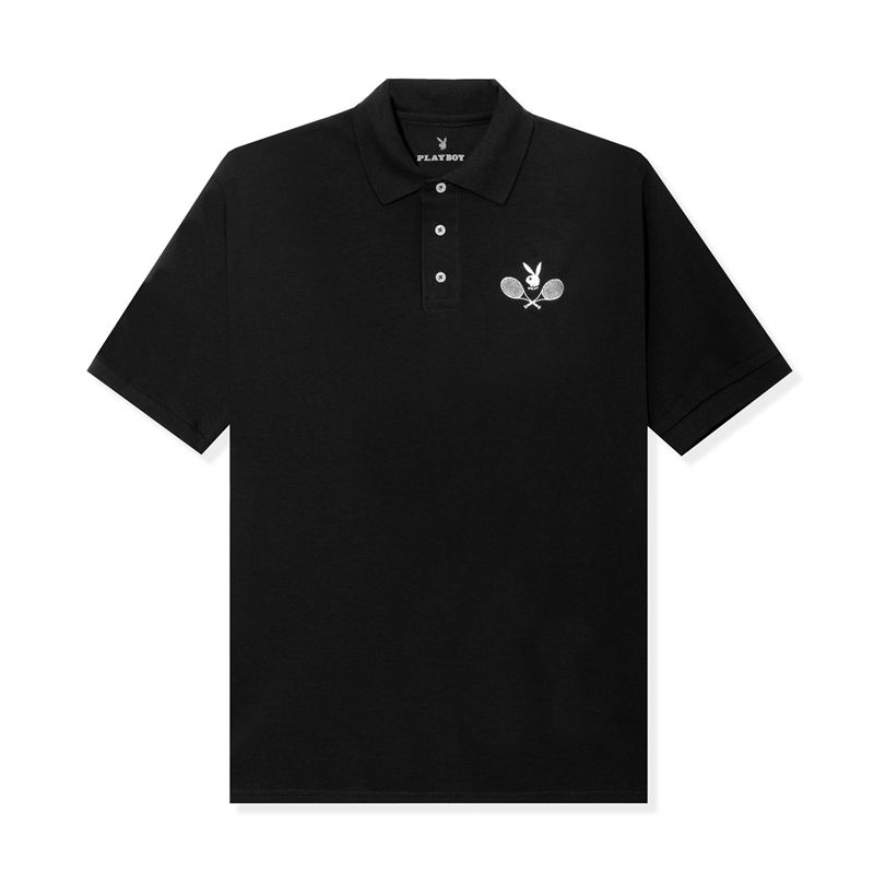 Camisas Playboy Tenis Club Polo Masculino Pretas | BUVDF8069