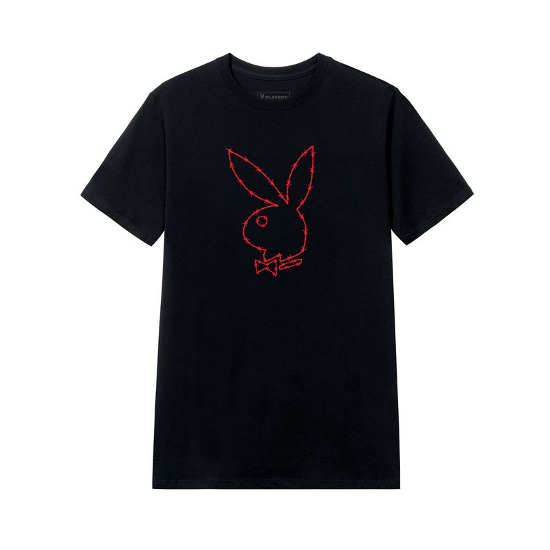 Camisas Playboy Tough Love Rabbit Head Masculino Pretas | MUQWS2043