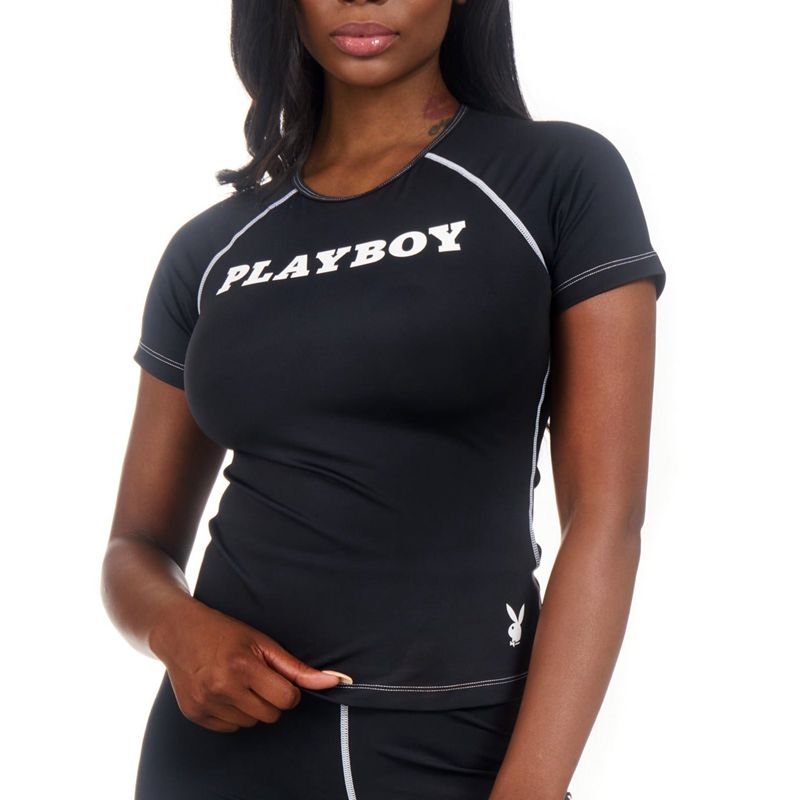 Camiseta Playboy Active Contrast Stitch Tee Feminino Laranja | DMJXR6875