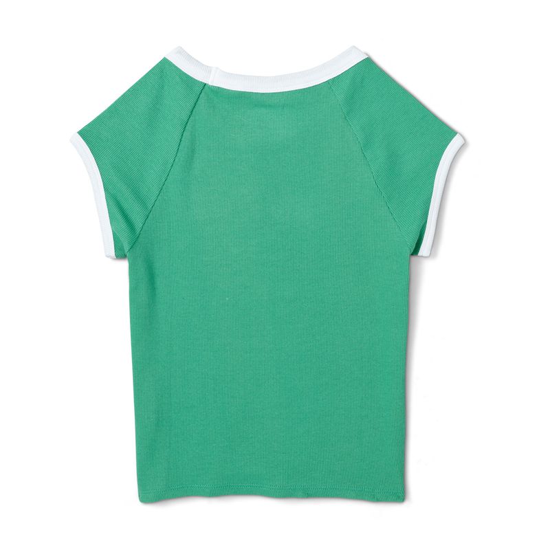 Camiseta Playboy Camp Slim Raglan Feminino Verdes | TKNMQ5098