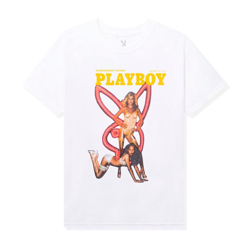 Camiseta Playboy December 1976 Cover Feminino Branco | PVEDS3498