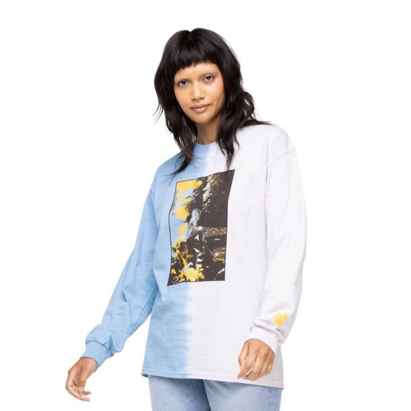 Camiseta Playboy February 2019 Playmate Megan Moore Dip-Dye Long Sleeve Feminino Branco Azuis | NEZJA3670