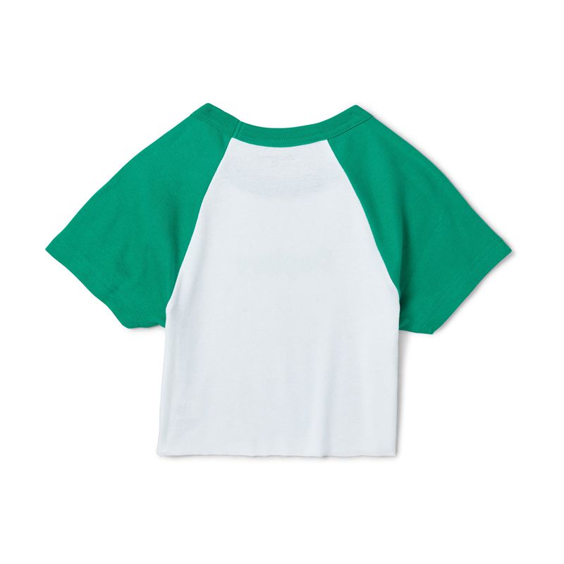 Camiseta Playboy Island Raglan Feminino Branco Verdes | UQIOH0543