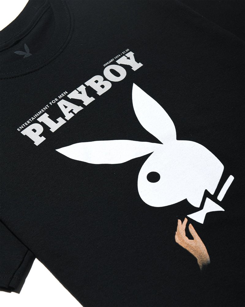 Camiseta Playboy January 1974 Cover Feminino Pretas | LMHZU4597