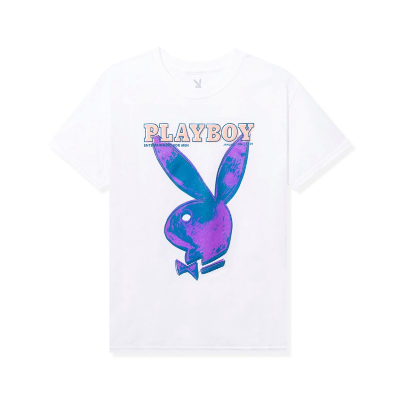 Camiseta Playboy January 1986 Andy Warhol Cover Feminino Branco Roxo | XZBQY0934