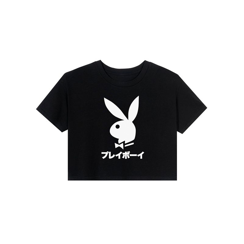 Camiseta Playboy Japanese Rabbit Head Feminino Pretas | JKCZX1354