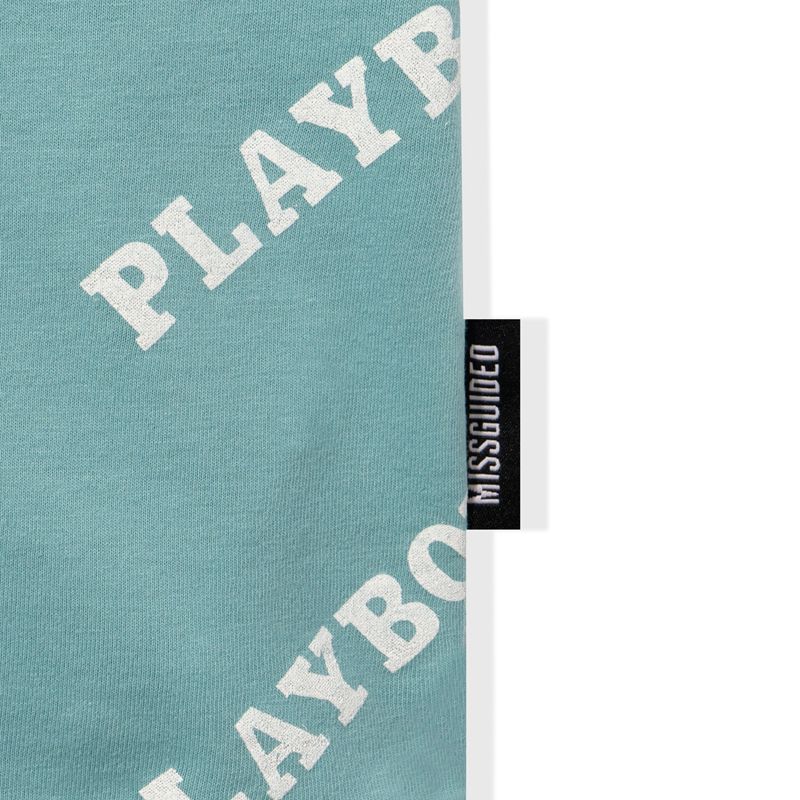 Camiseta Playboy Masthead Oversized Feminino Azuis | NXIMC9375