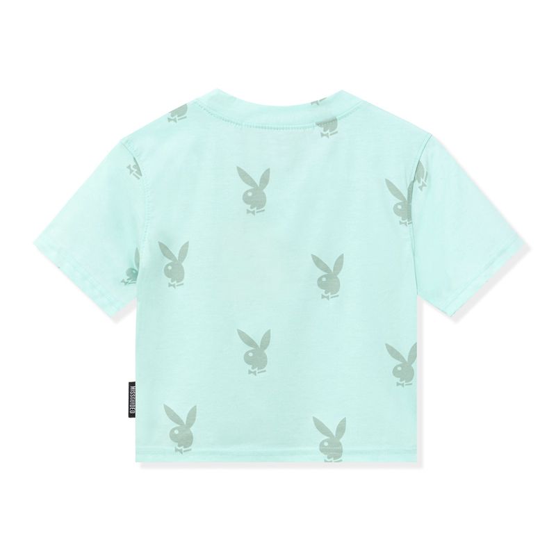 Camiseta Playboy Missguided Rabbit Head Ringer Feminino Verdes | XVQDW1587