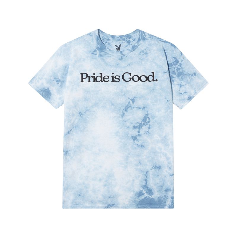 Camiseta Playboy Pride Is Good Tie Dye Feminino Branco Azuis | BZGNJ0712