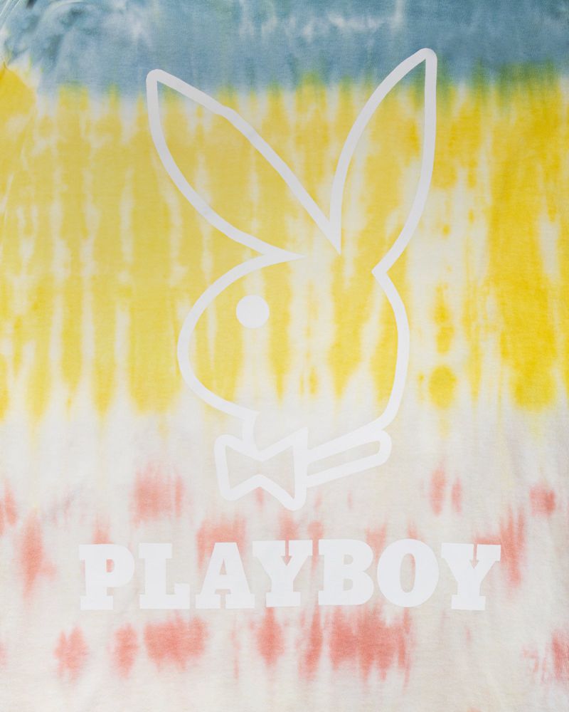 Camiseta Playboy Tie-Dye Logo Long Sleeve Feminino Azuis Amarelas Laranja | HFEVD8769