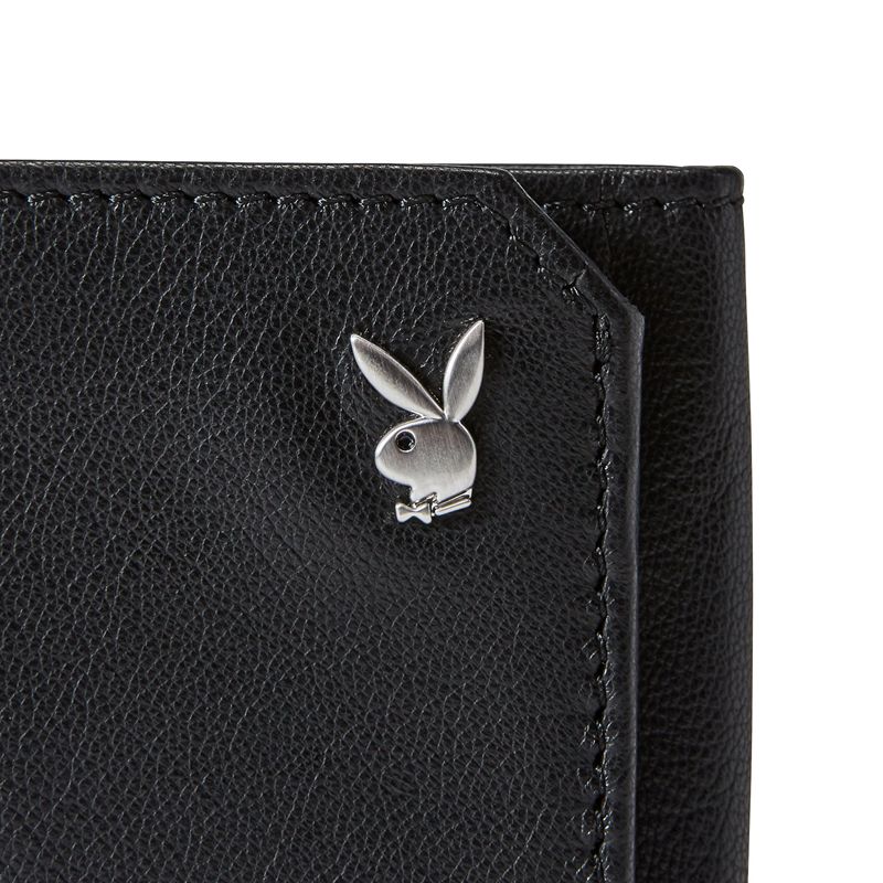 Carteiras Playboy Milled Trifold Masculino Pretas | QIYFC2063