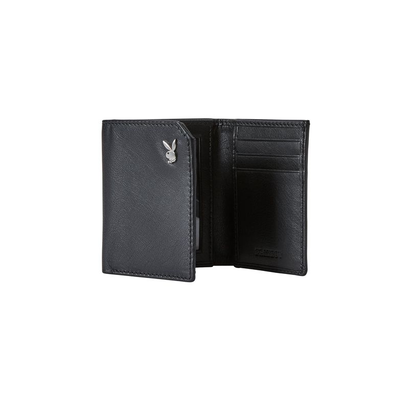 Carteiras Playboy Milled Trifold Masculino Pretas | QIYFC2063