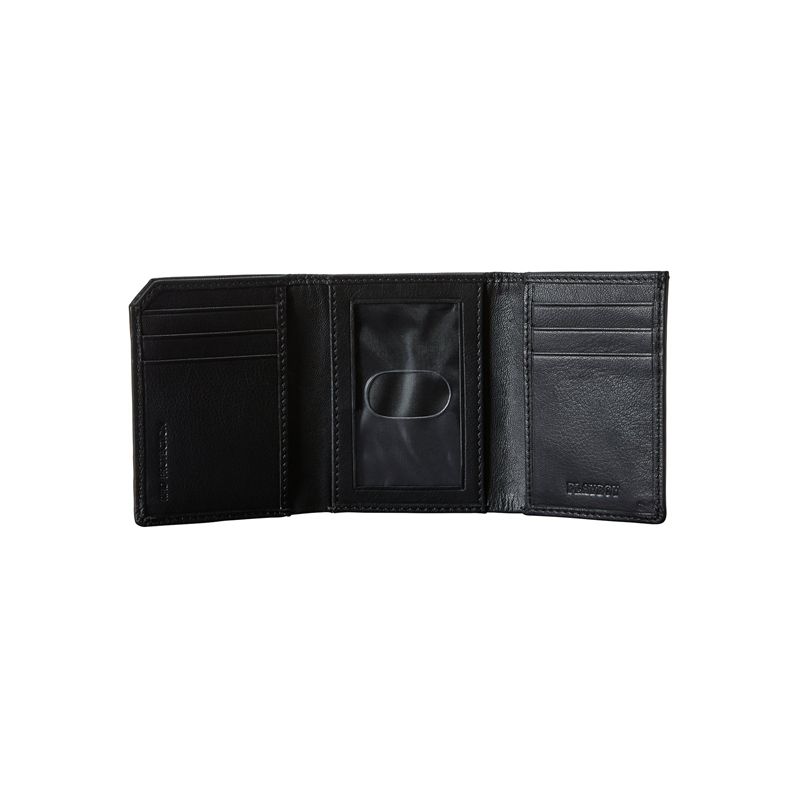 Carteiras Playboy Milled Trifold Masculino Pretas | QIYFC2063