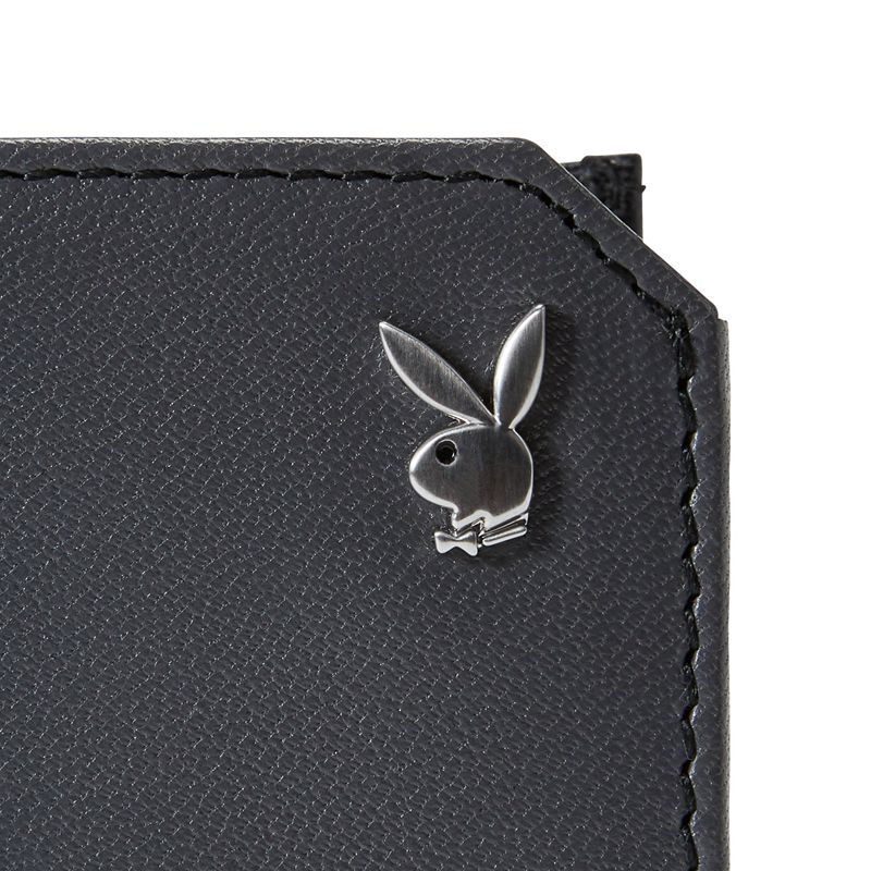 Carteiras Playboy Smooth Slimfold Masculino Cinzentas Pretas | YVKRJ5471