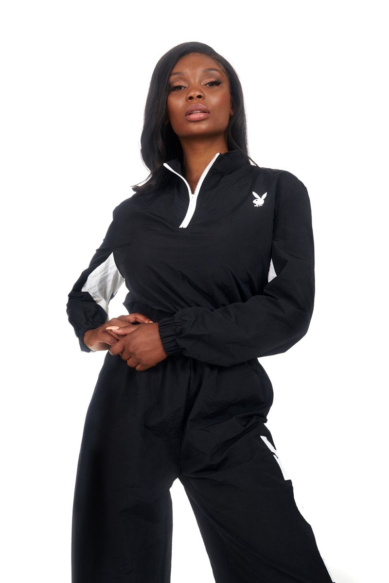 Casaco Playboy Active Half Zip Feminino Pretas | YKHVJ9405