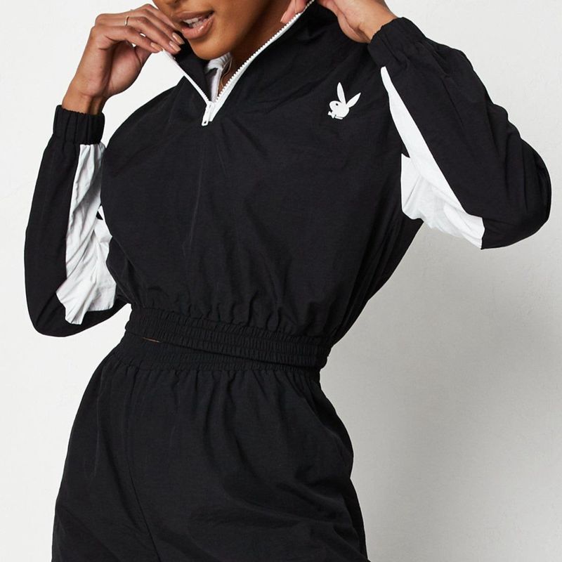 Casaco Playboy Active Half Zip Feminino Pretas | YKHVJ9405