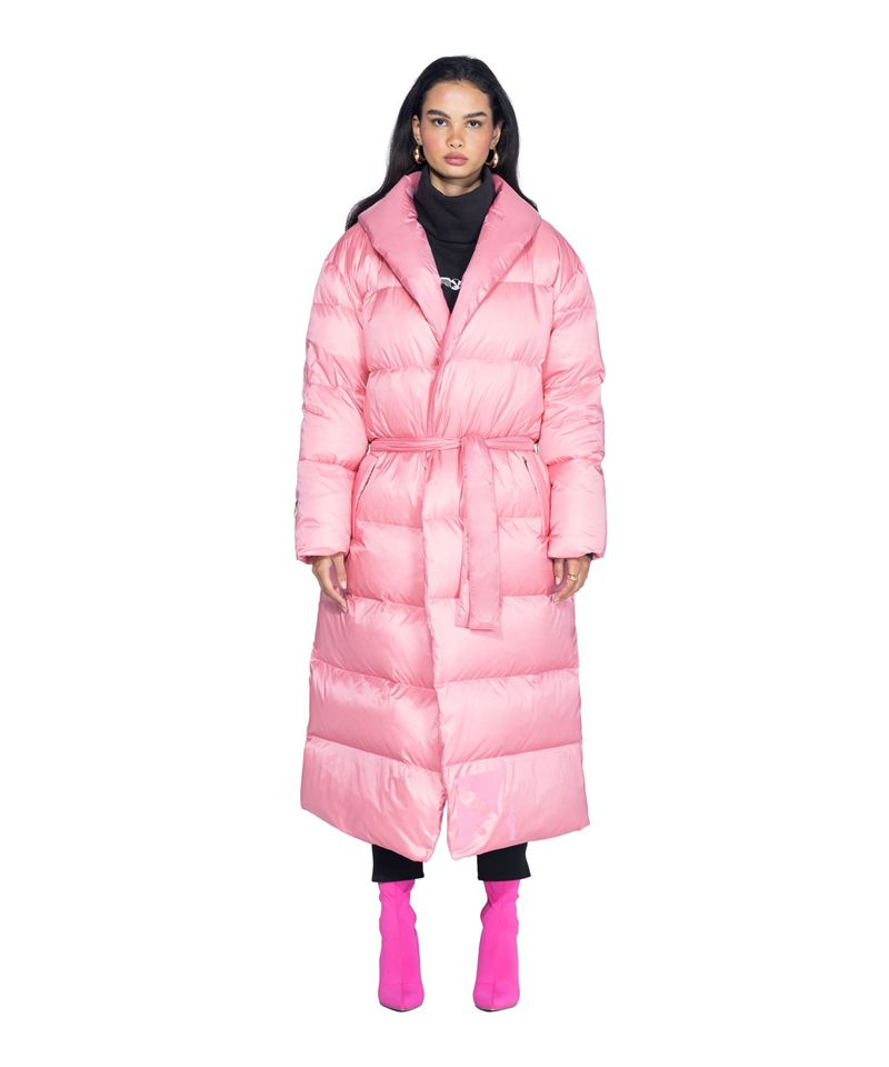 Casaco Playboy Belted Long Puffer Feminino Pretas | JRYQO0358