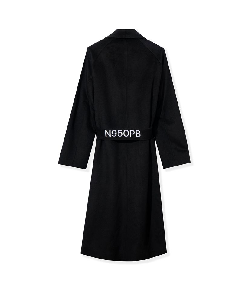 Casaco Playboy Belted Long Wool Robe Coat Feminino Pretas | NKMFT2193