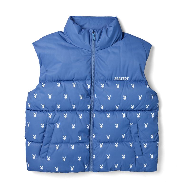 Casaco Playboy Bunny Puffer Vest Feminino Azuis | GUFHO7012