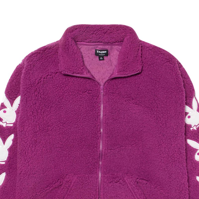 Casaco Playboy Bunny Sleeve Sherpa Feminino Roxo Escuro | VSROT8901