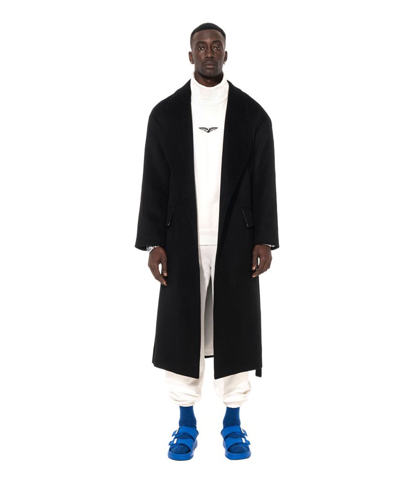 Casaco Playboy Ed Long Wool Robe Coat Masculino Pretas | EMUNH9284