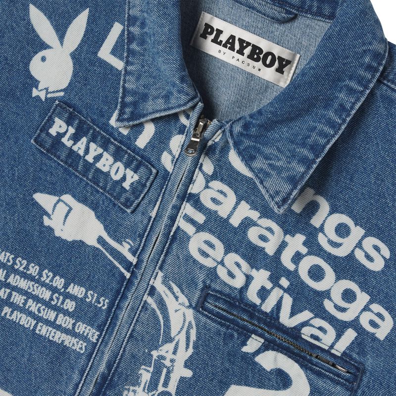 Casaco Playboy Jazz Denim Jacket Masculino Azuis | XABLU0629