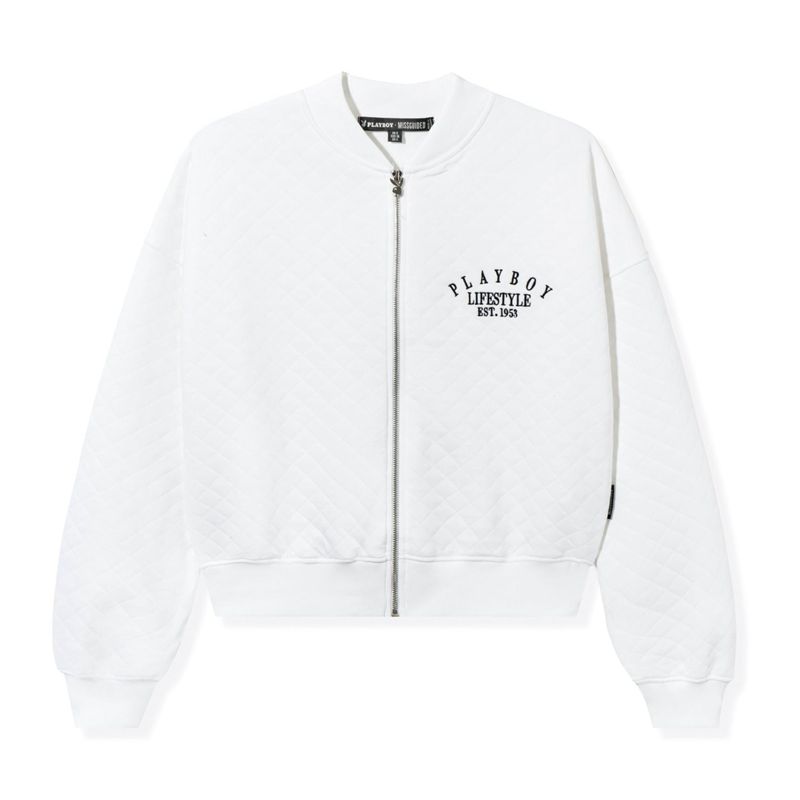 Casaco Playboy Lifestyle Quilted Bomber Feminino Branco | FKBCW2401