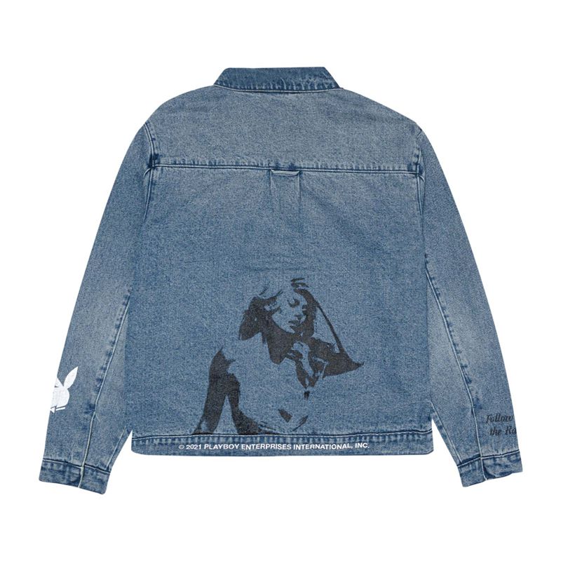 Casaco Playboy Lost Years Denim Jacket Masculino Azul Anil | VLUAG3521