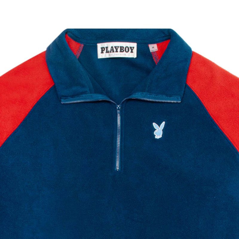 Casaco Playboy University Half Zip Sweat Masculino Pretas Vermelhas | BKULS8647