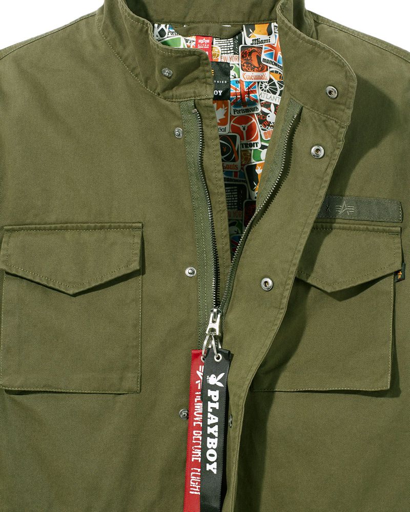 Casaco Playboy X Alpha Industries Field Jacket Masculino Verdes | ALDXM2015