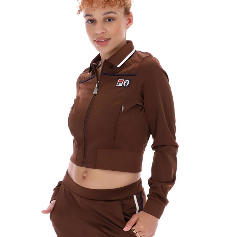 Casaco Playboy X Fila Jill Slim Zip-Up Feminino Pretas | QABRH8251