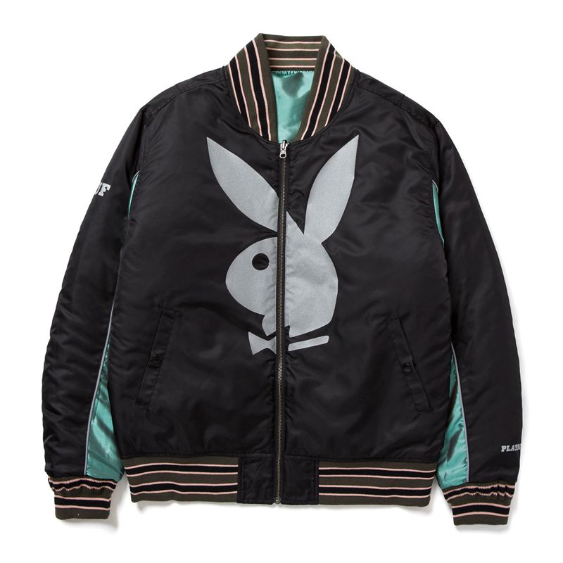 Casaco Playboy X Huf Reversible Bomber Jacket Masculino Pretas Verdes | WNFCP8935