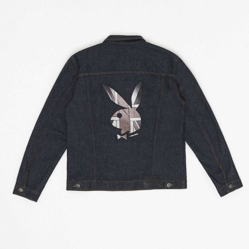 Casaco Playboy X John Richmond Denim Jacket Masculino Azuis Escuro | SHKRL0874