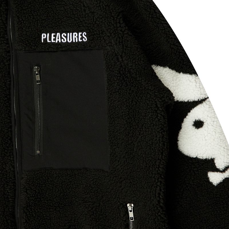 Casaco Playboy X Pleasures Bunny Sherpa Zip Up Jacket Masculino Pretas | DLFMR7014