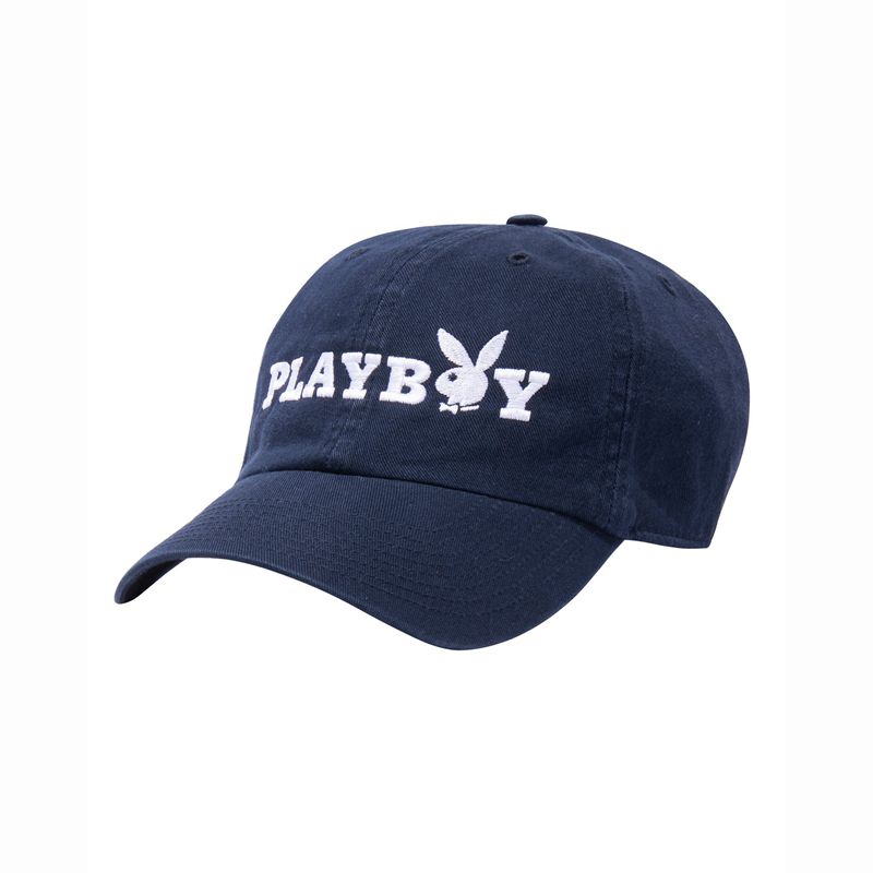 Chapeus Playboy 47 Brand Adjustable Dad Masculino Azul Marinho Branco | DFYLE9065