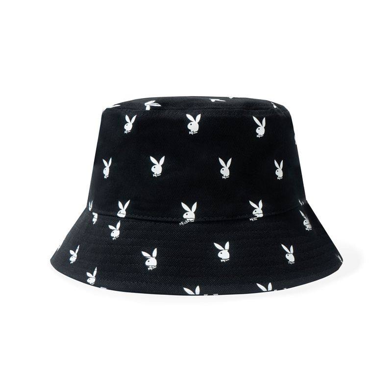 Chapeus Playboy All-Over Rabbit Head Bucket Masculino Pretas | GPXWC3019