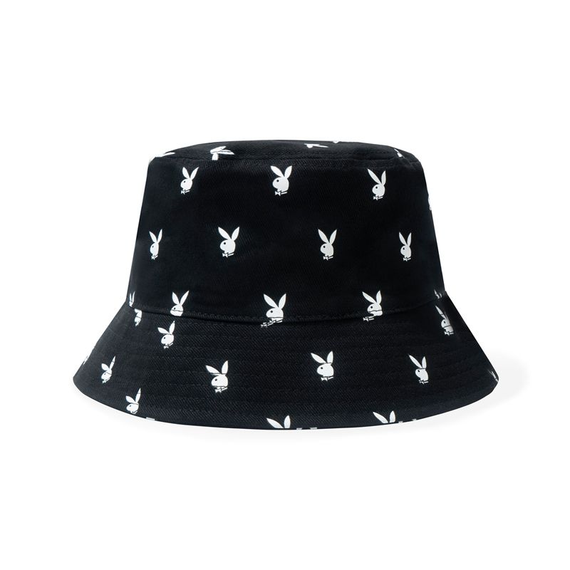 Chapeus Playboy All-Over Rabbit Head Bucket Feminino Pretas | PJHUR8561