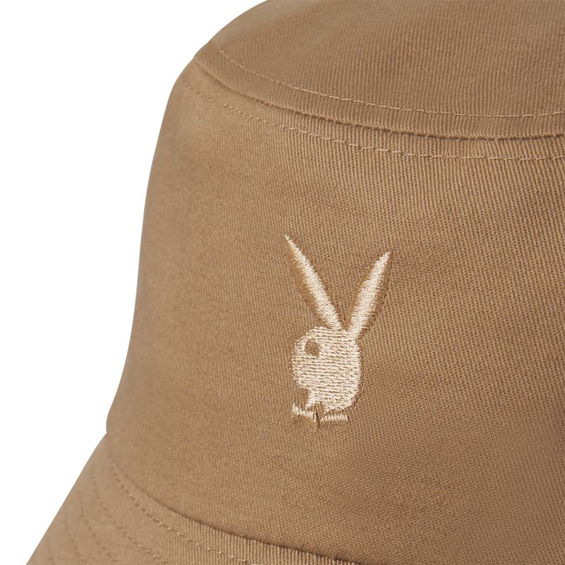 Chapeus Playboy Brown Embroidered Bucket Masculino Marrom | OUWIX0716